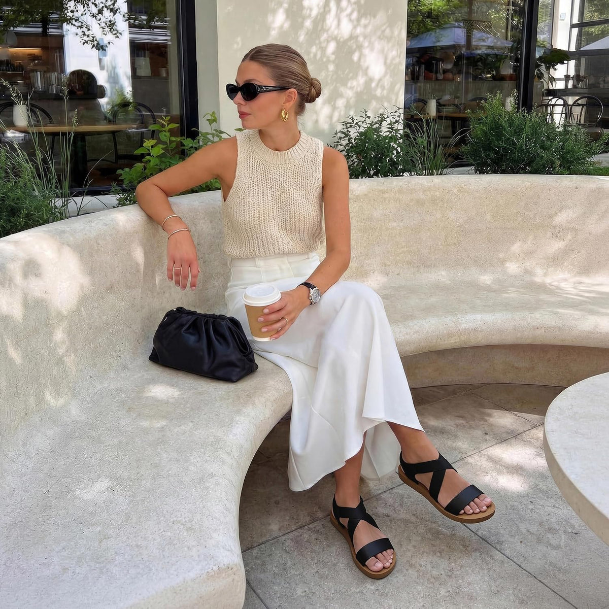 DREAM PAIRS Women's Elastic Ankle Strap Flat Sandals