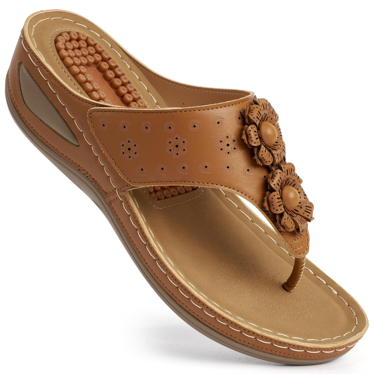 Ecetana Womens Wedge Flip Flops Comfortable Arch Support Summer Sandals