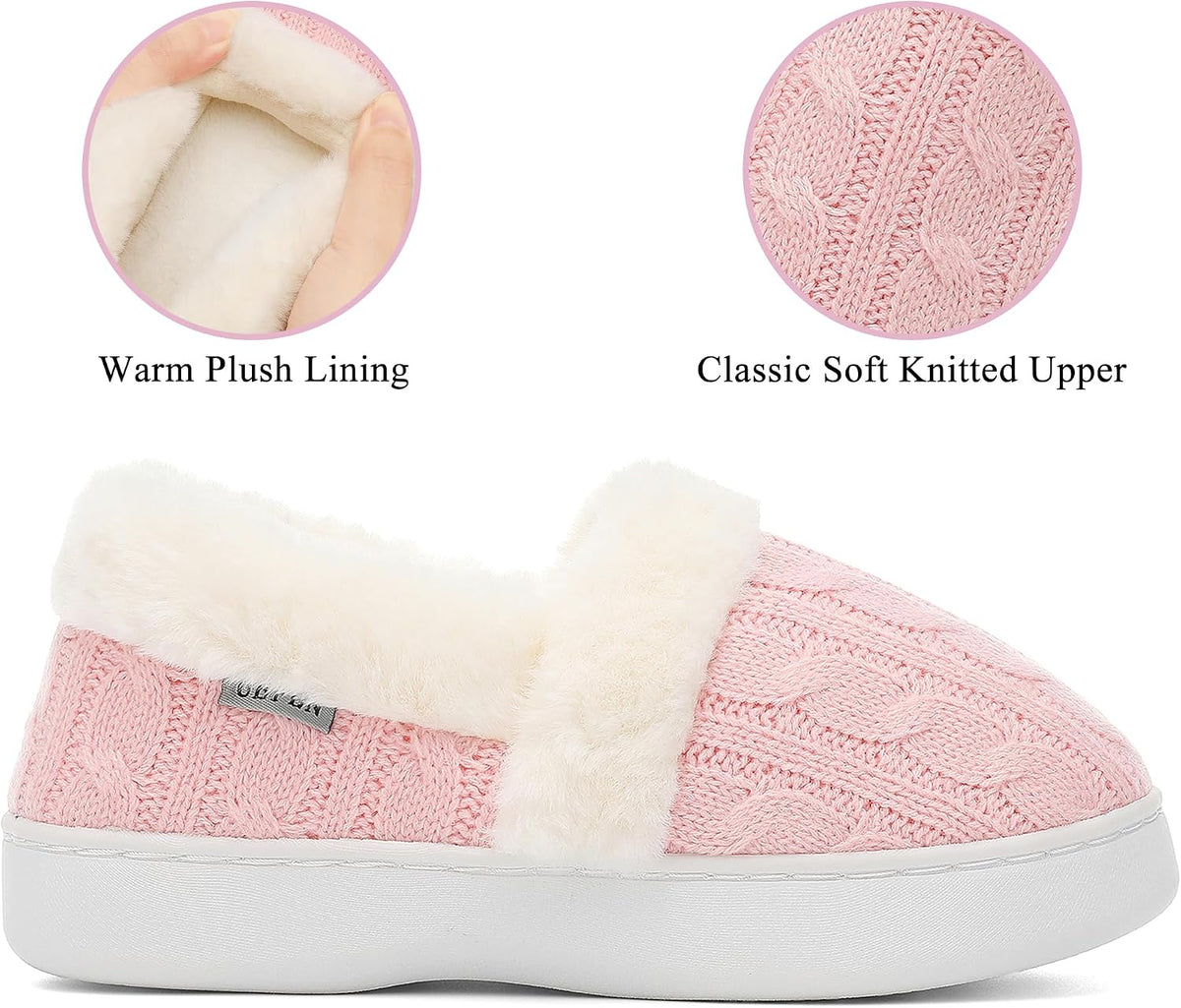 UBFEN Womens Fuzzy House Slippers Warm Bedroom Shoes with Faux Fur Lining Non Slip Memory Foam Slippers for ladies Indoor and Outdoor