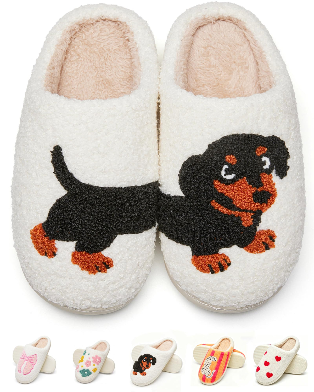Cute Fuzzy Slippers for Women Men Memory Foam House Shoes indoor outdoor