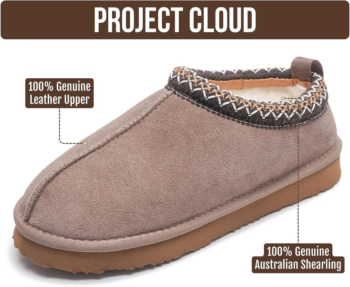 100% Genuine Leather Womens Slippers Fur-Lined Shearling Slippers for Women