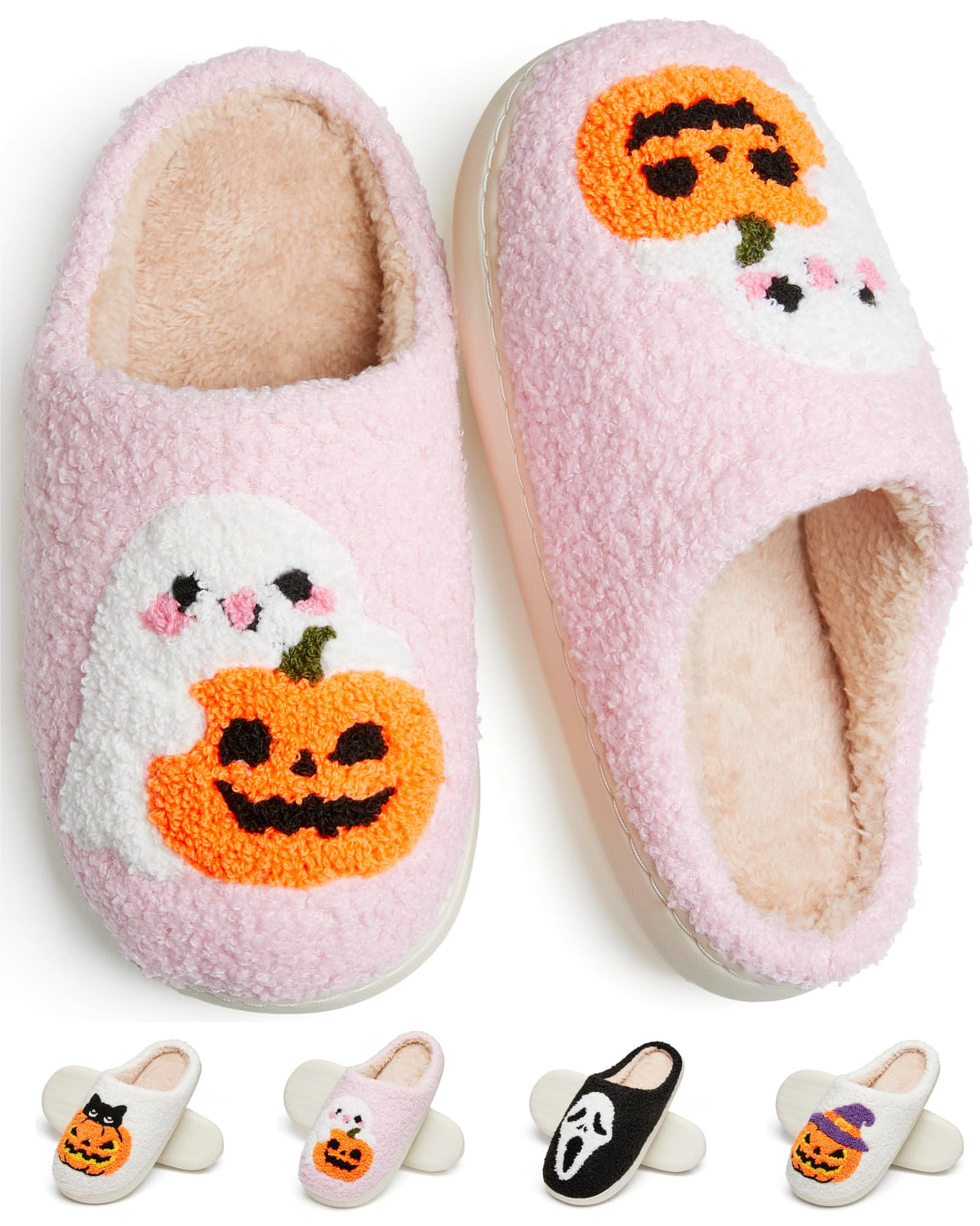 Cute Fuzzy Slippers for Women Men Memory Foam House Shoes indoor outdoor