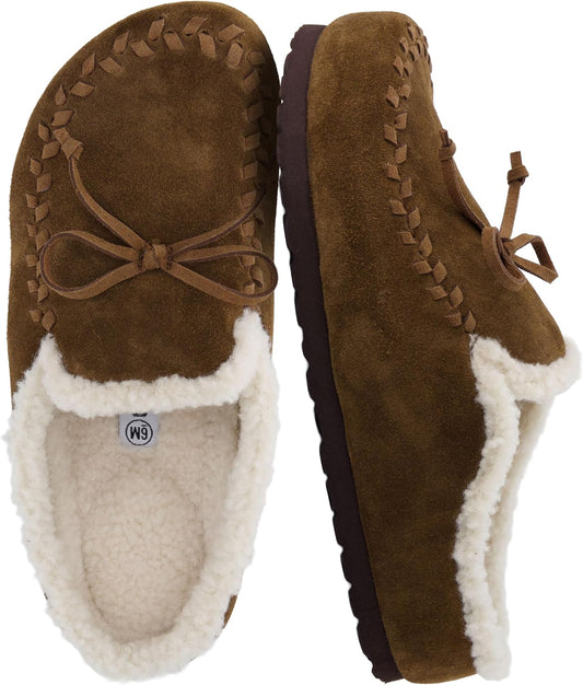 CUSHIONAIRE Creek Genuine Leather Suede Womens Slippers Casual House Shoes