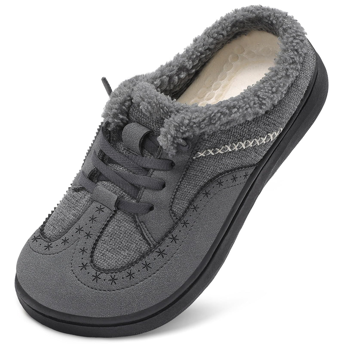 Womens Wide Slippers Comfy Memory Foam House Shoes Fuzzy Lined Mules