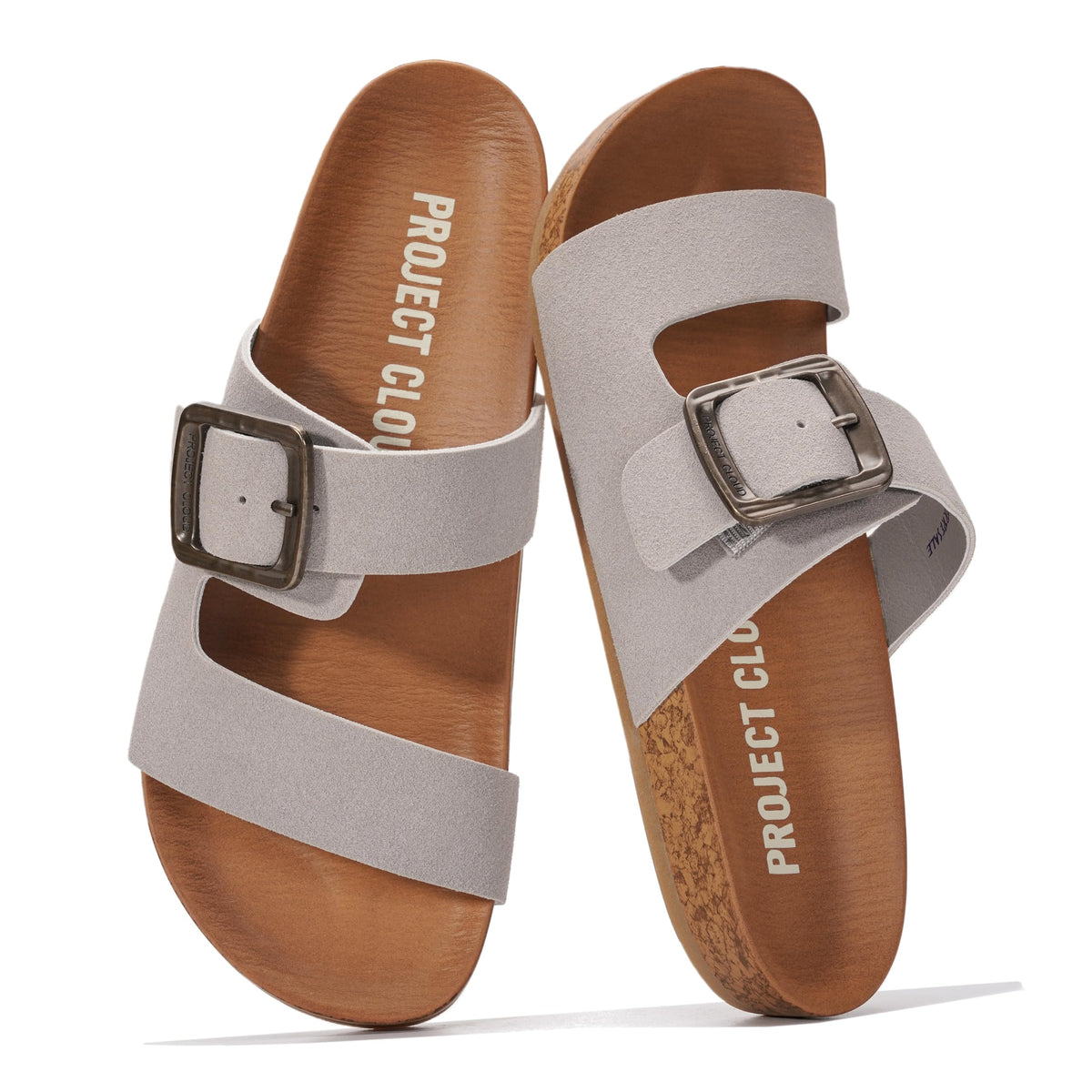 Project Cloud Genuine Suede Adjustable Buckle Slides for Women Footwear