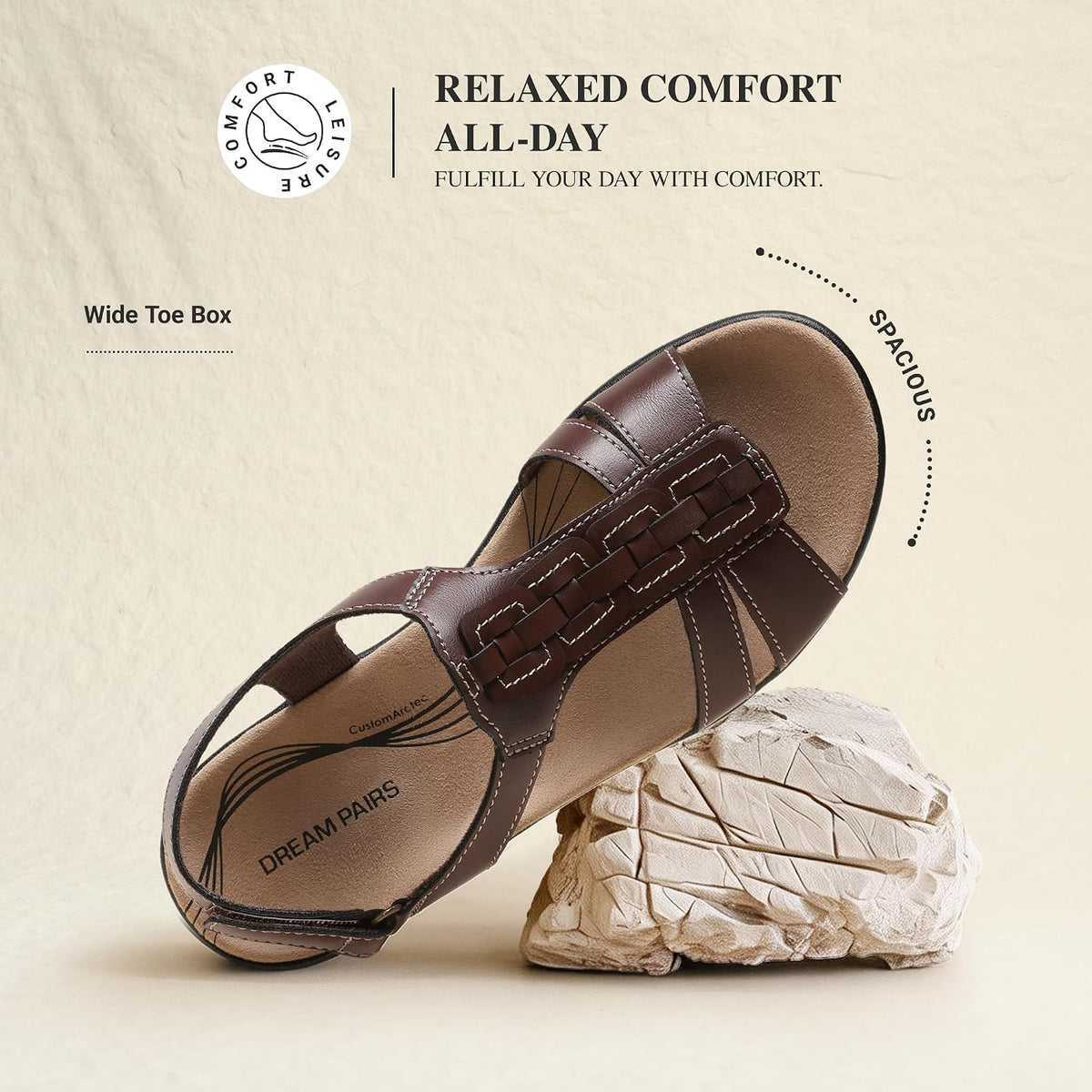 DREAM PAIRS Women's Thong T-strap Orthotic Flat Sandals