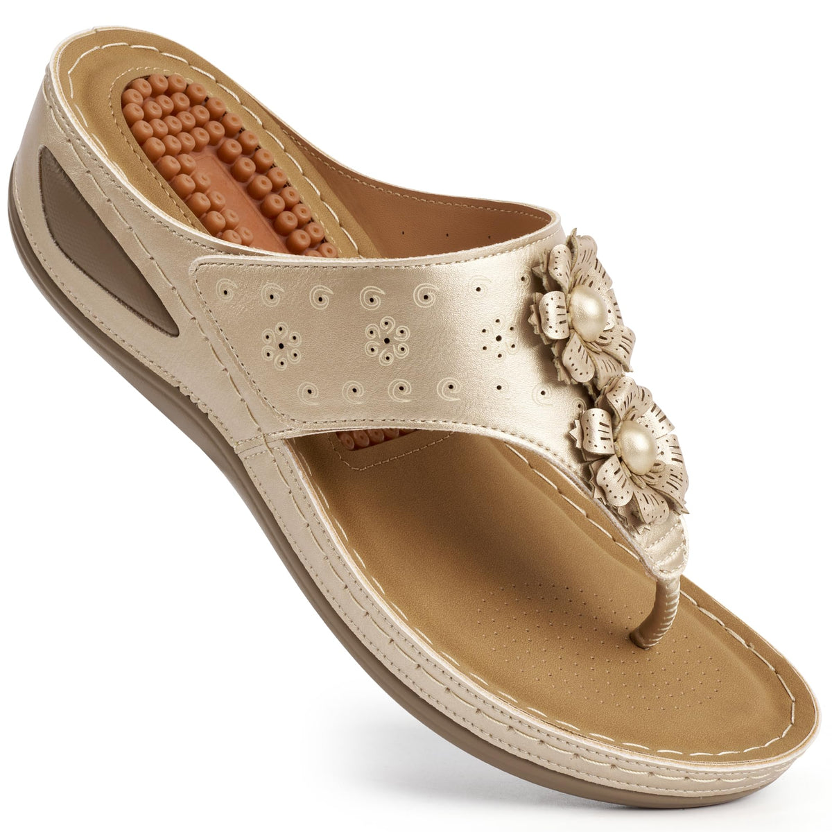 Ecetana Womens Wedge Flip Flops Comfortable Arch Support Summer Sandals