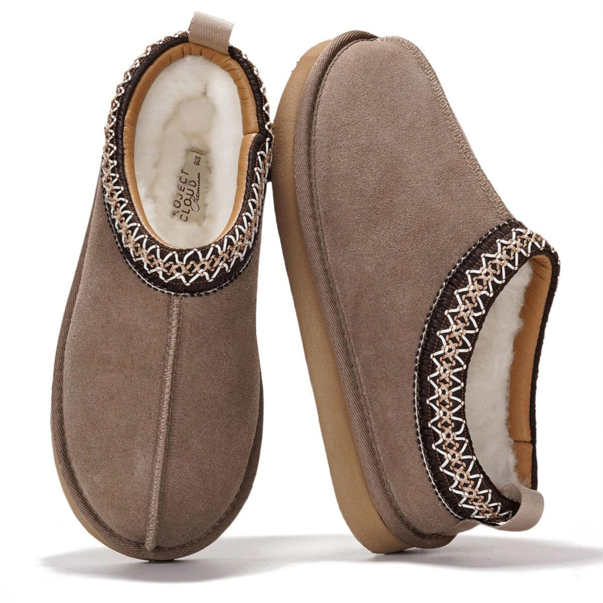 100% Genuine Leather Womens Slippers Fur-Lined Shearling Slippers for Women