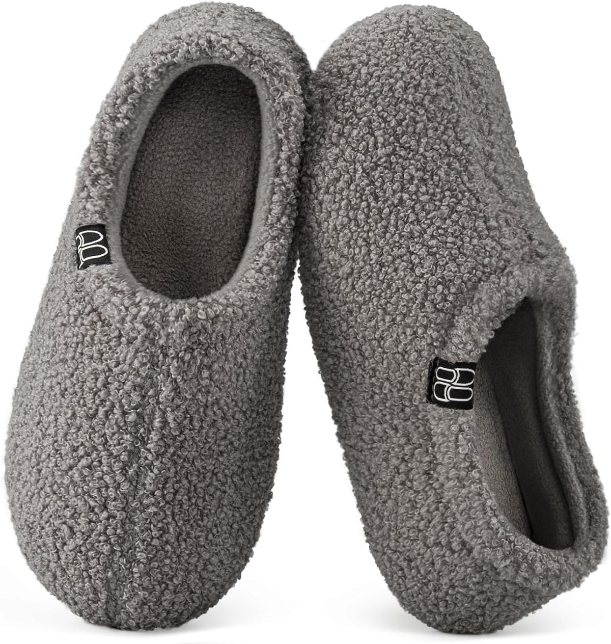 HomeTop Women's Fuzzy Curly Fur Fleece Lining Memory Foam Loafer Slippers