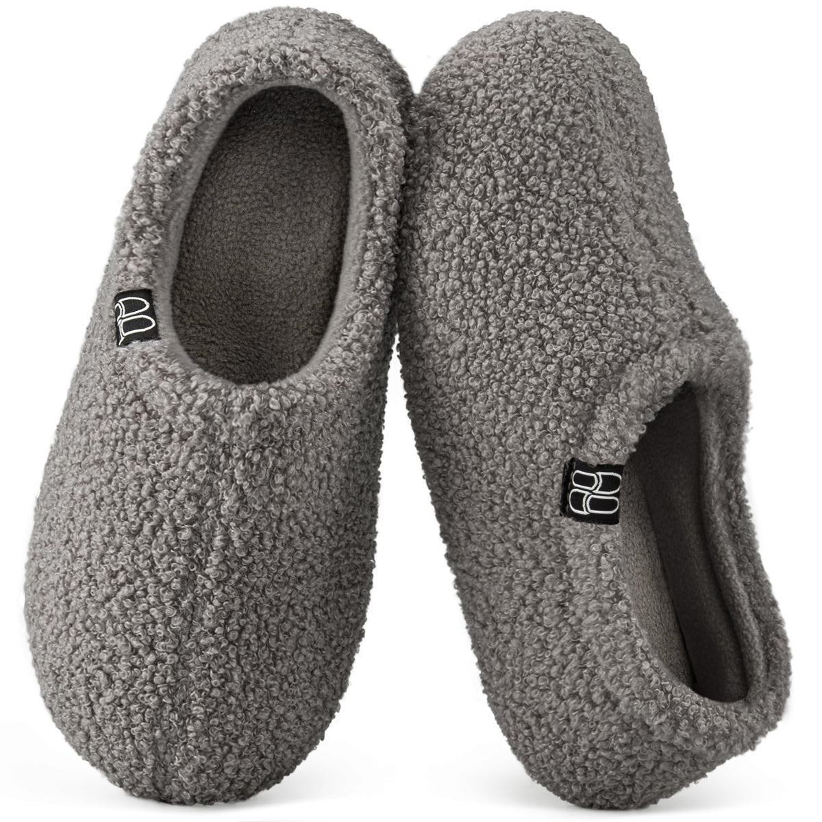 HomeTop Women's Fuzzy Curly Fur Fleece Lining Memory Foam Loafer Slippers