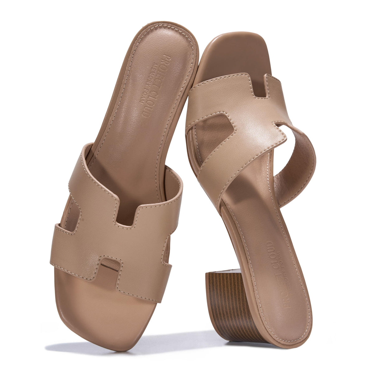 Project Cloud 100% Genuine Leather Block Heeled Sandals for Women(Opal)