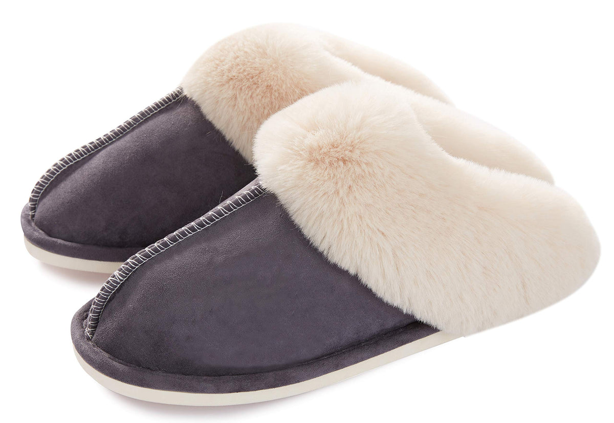 Donpapa Womens Fuzzy Slippers Memory Foam Warm Cozy Indoor House Shoes