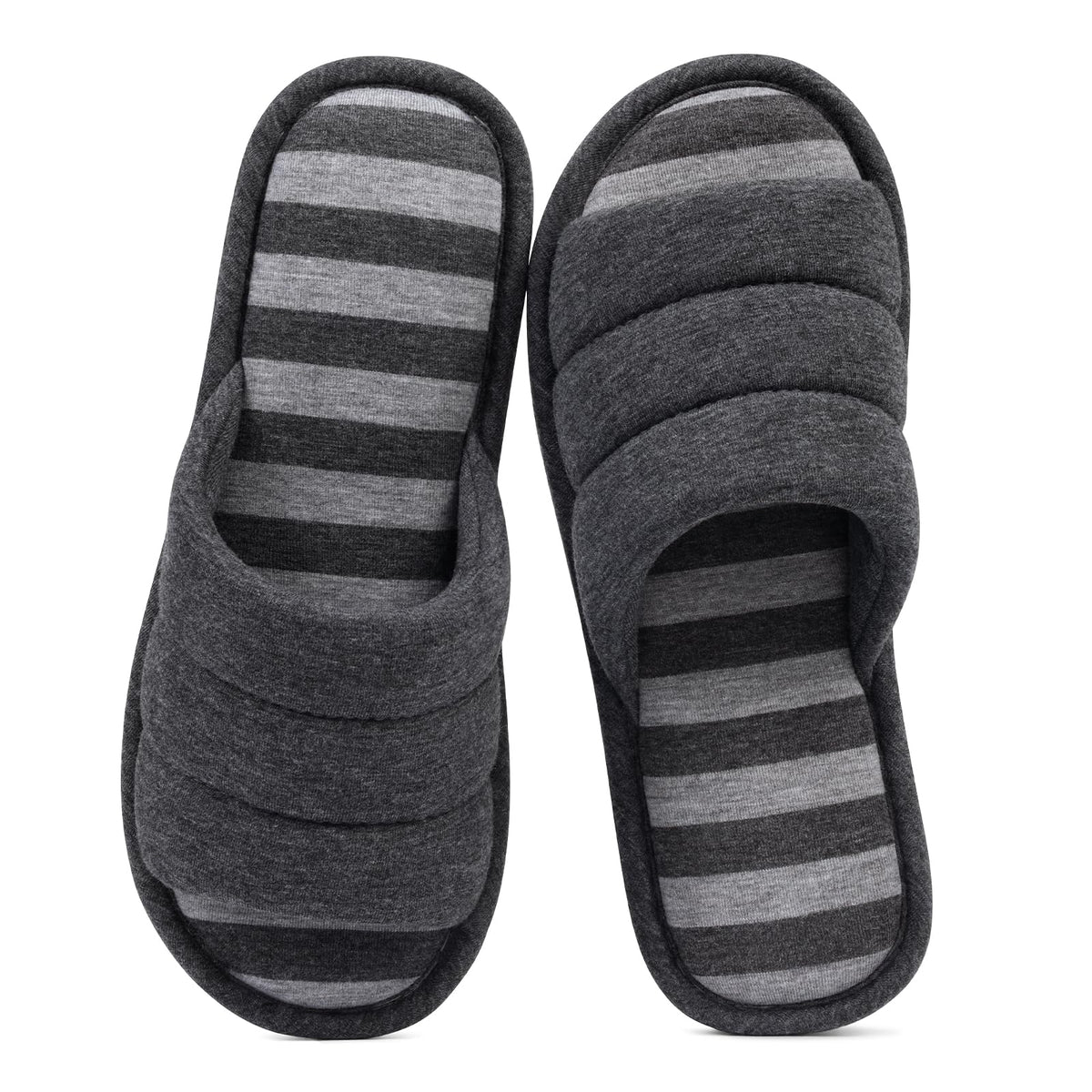 shevalues Open Toe House Slippers for Women Men Memory Foam Bedroom Shoes