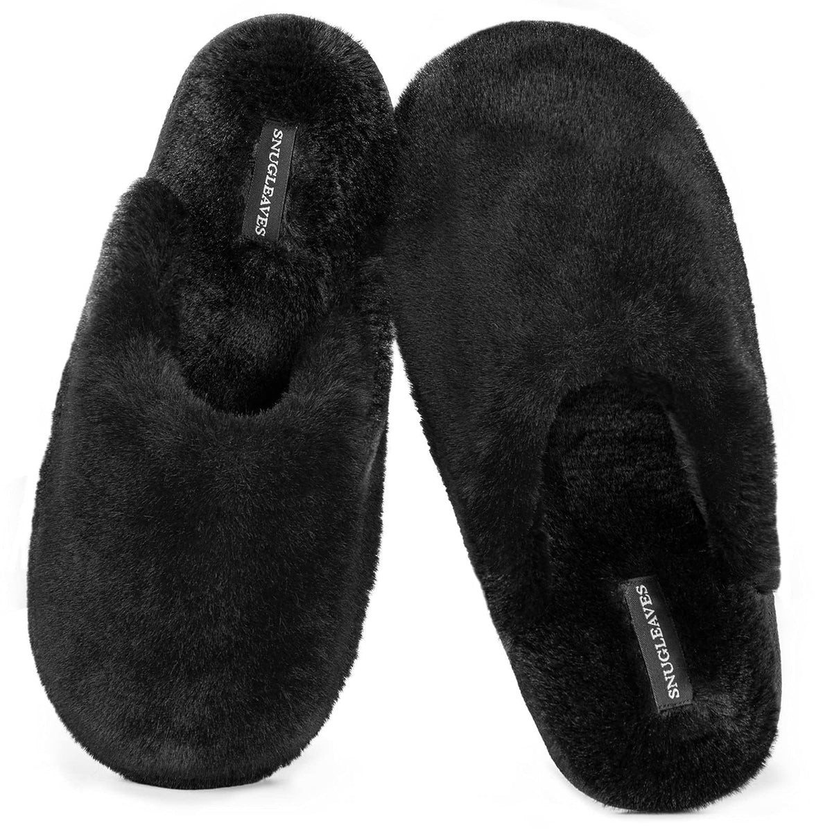 Snug Leaves Women's Fuzzy Scuff Slippers Memory Foam Non-slip House Shoes