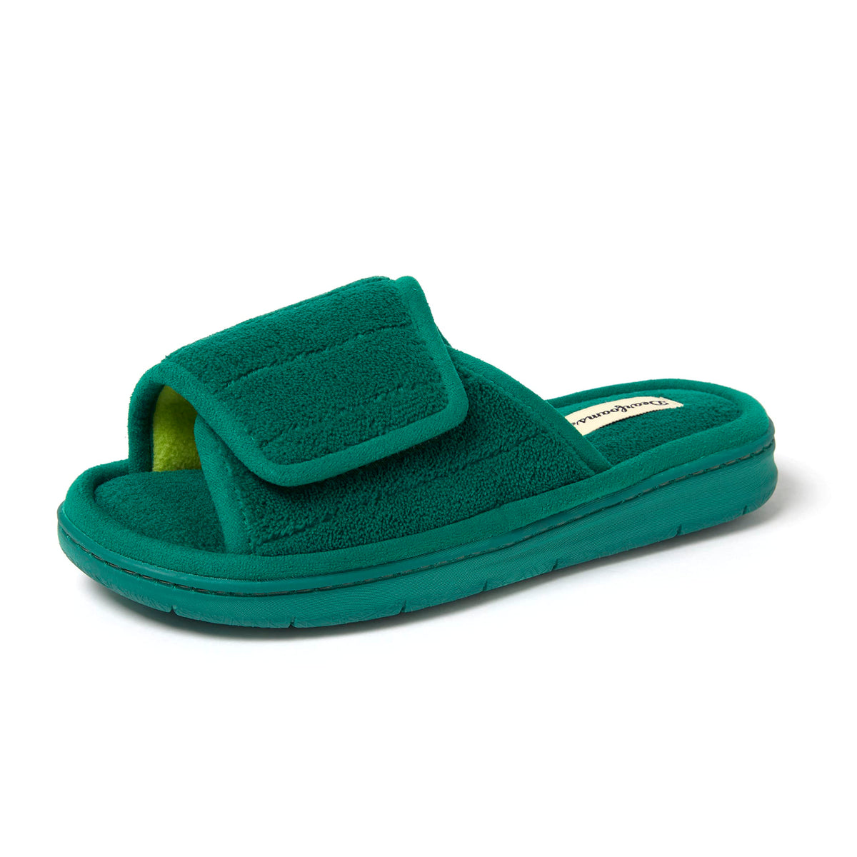 Dearfoams Mickey Adjustable Terry Slide, Memory Foam Washable Open Toe Indoor Summer House Slippers