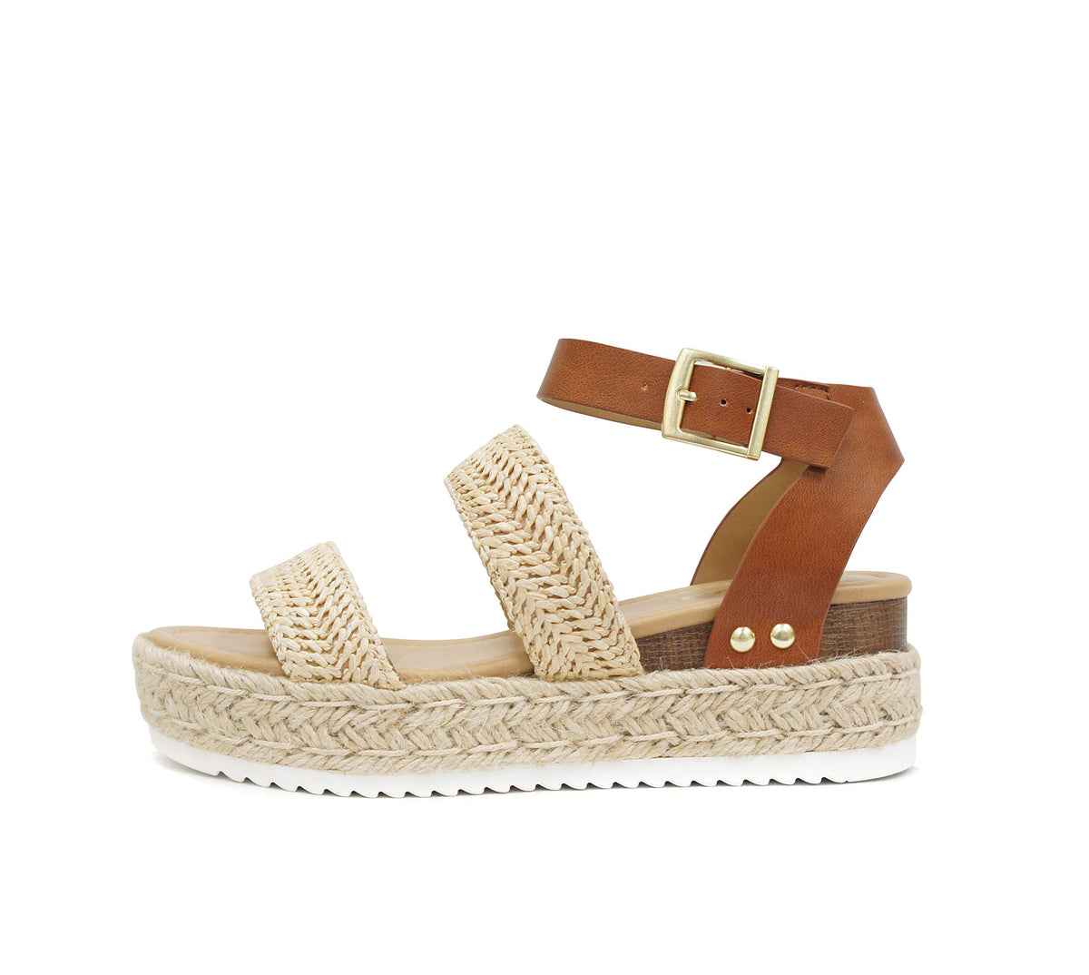 Soda Topic Open Toe Buckle Ankle Strap Espadrilles Flatform Wedge Casual Sandal