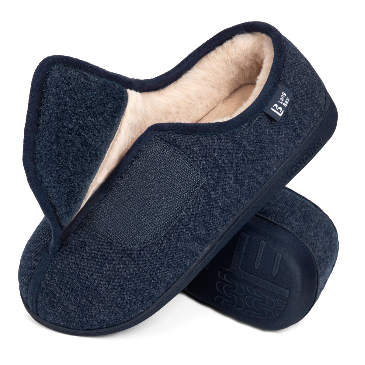 LongBay Womens Adjustable Slippers Memory Foam Cozy Wide Diabetic House Shoes Edema Orthopedic Neuropathy Indoor Outdoor