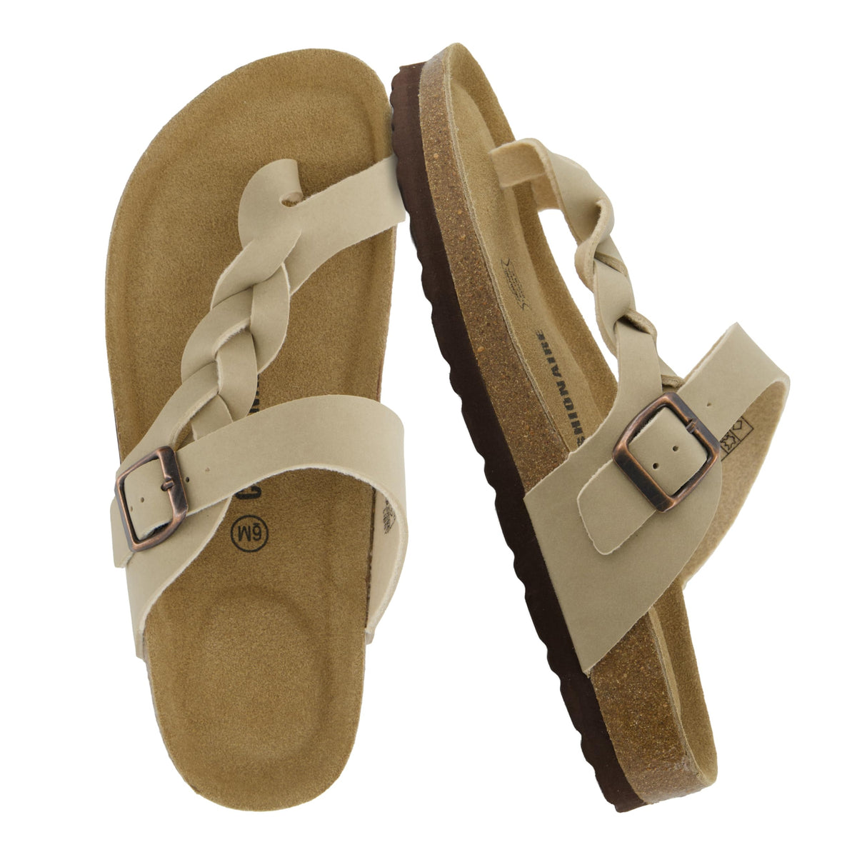 CUSHIONAIRE Libby Braided Summer Sandals for Women with Adjustable Buckle