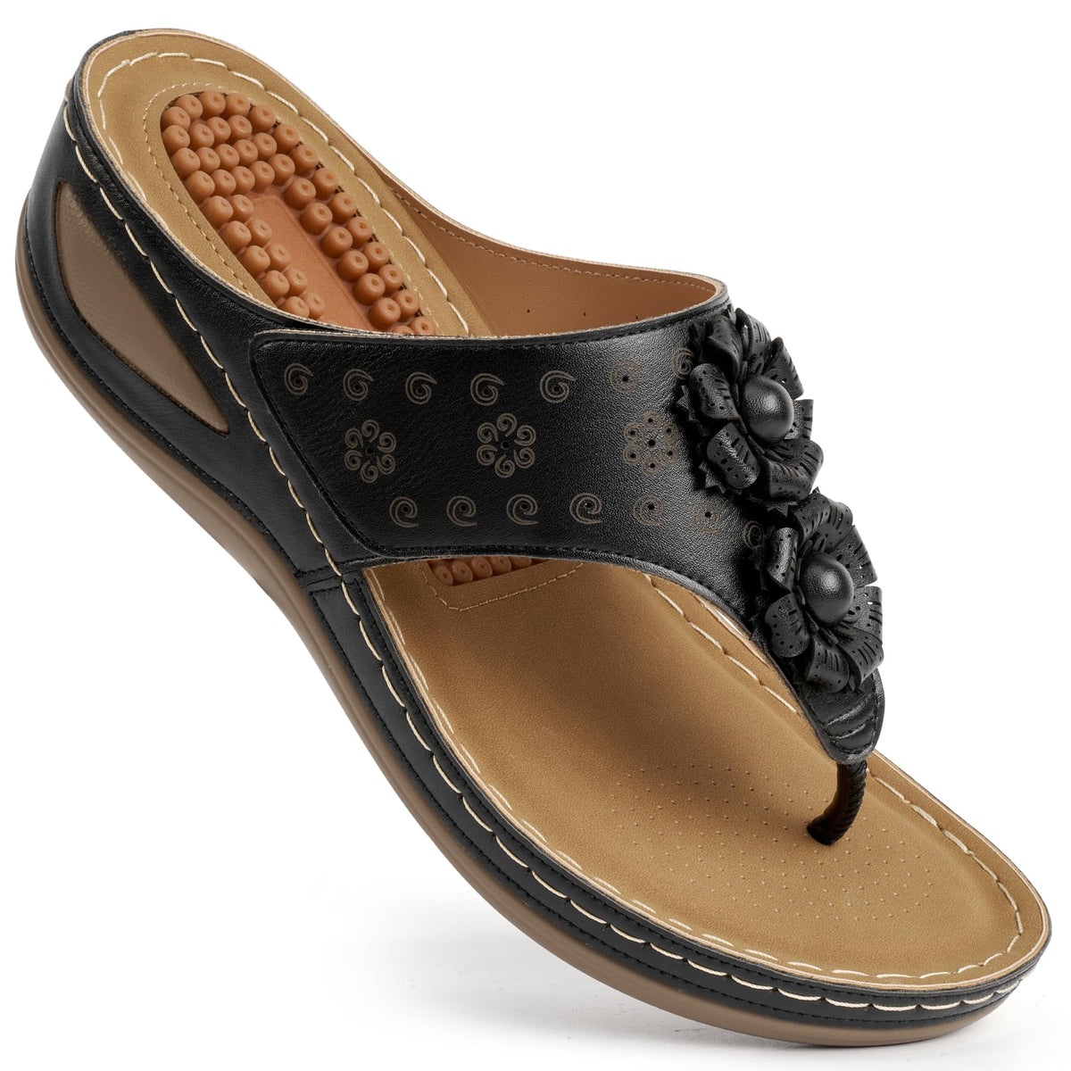 Ecetana Womens Wedge Flip Flops Comfortable Arch Support Summer Sandals