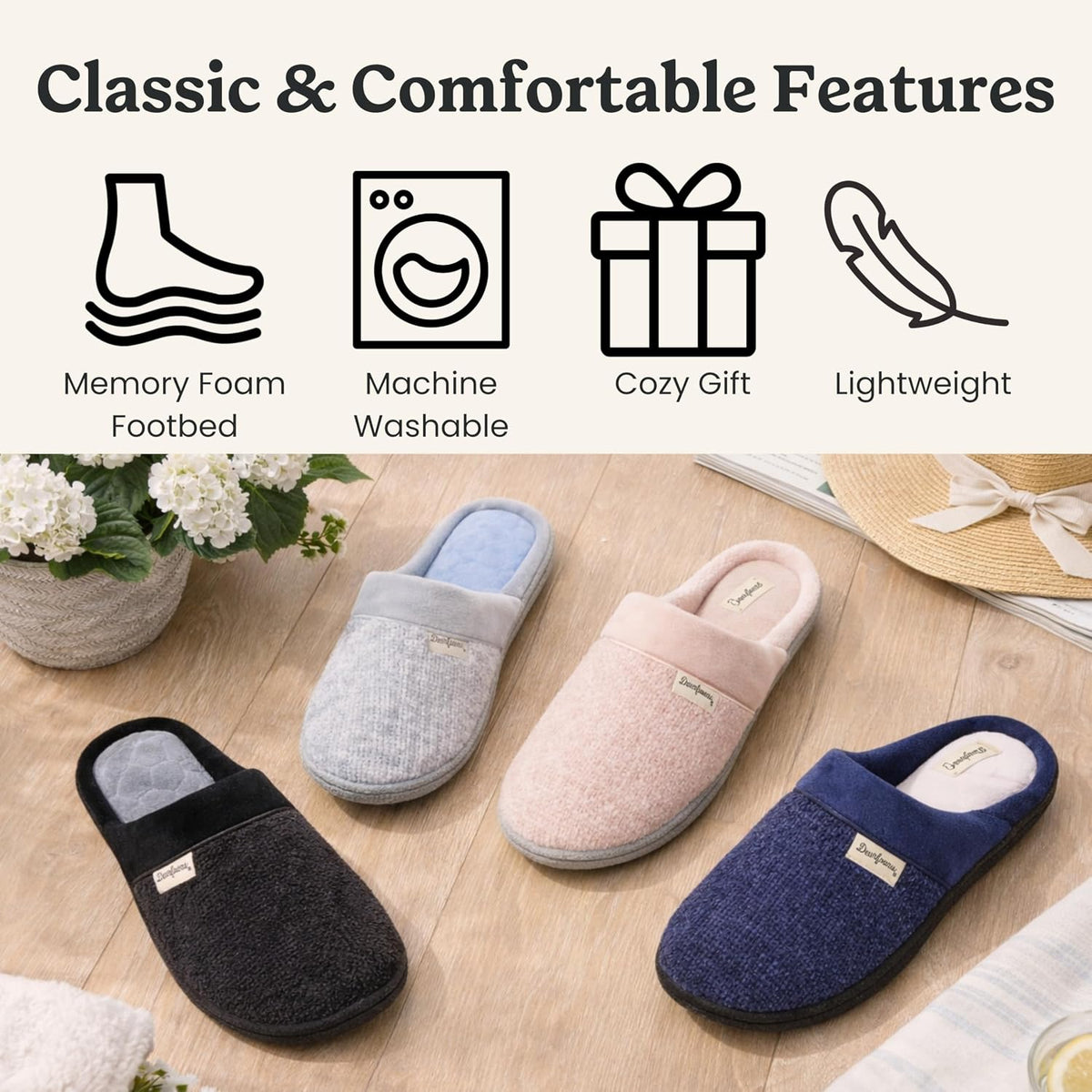 Dearfoams Women's Samantha Knit Closed Toe Scuff Slipper