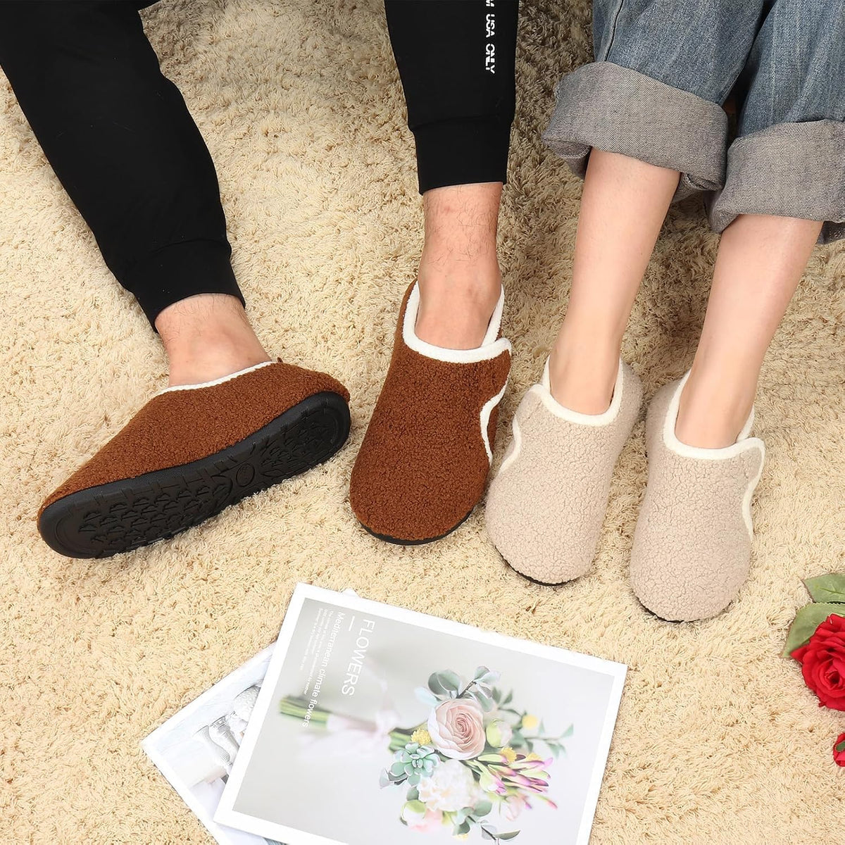 Ibeauti Women Mens House Slippers Barefoot House Shoes Non Slip