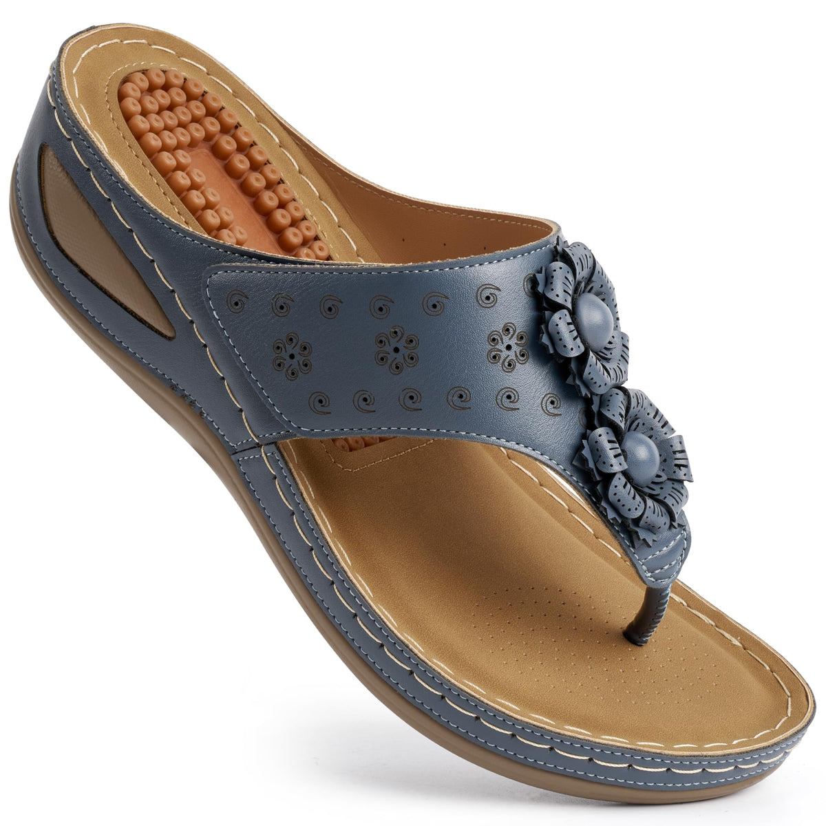 Ecetana Womens Wedge Flip Flops Comfortable Arch Support Summer Sandals