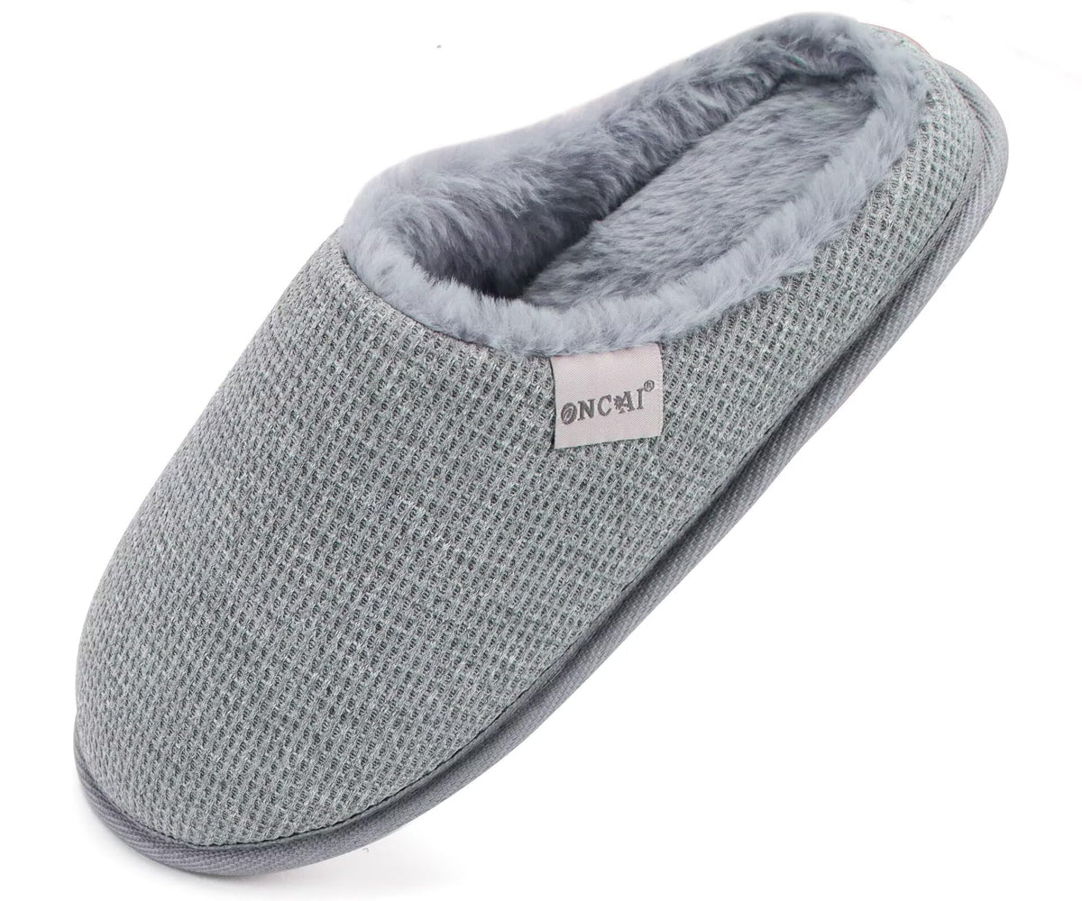 ONCAI Women's House Slippers, Cushion Memory Foam Waffle Upper Home Comfortable Warm Winter Cozy Soft Lightweight Indoor Best House Shoes Non-slip Rubber Sole US Size 5-11
