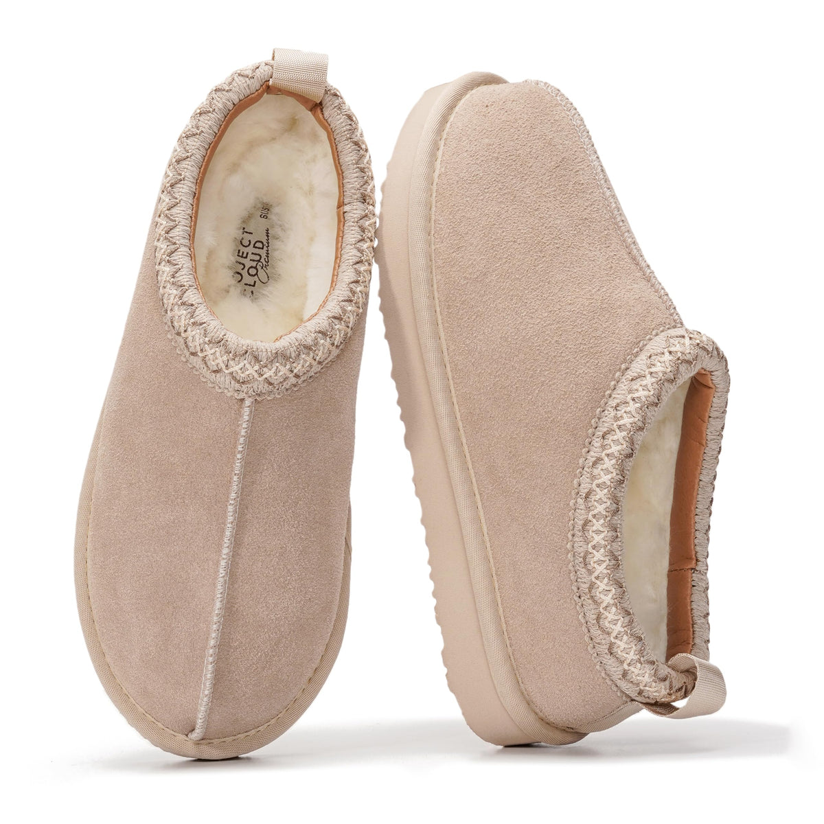 100% Genuine Leather Womens Slippers Fur-Lined Shearling Slippers for Women