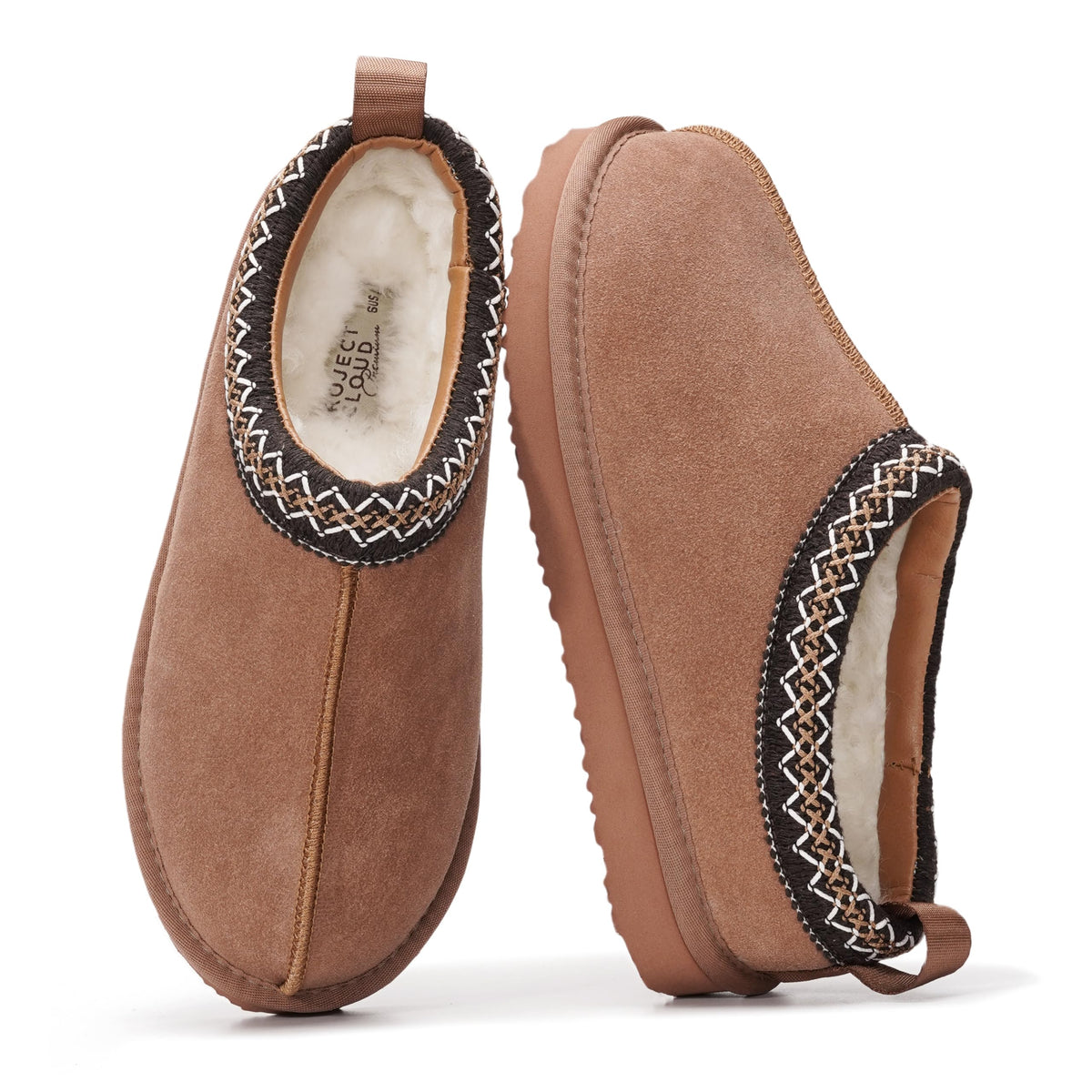 100% Genuine Leather Womens Slippers Fur-Lined Shearling Slippers for Women