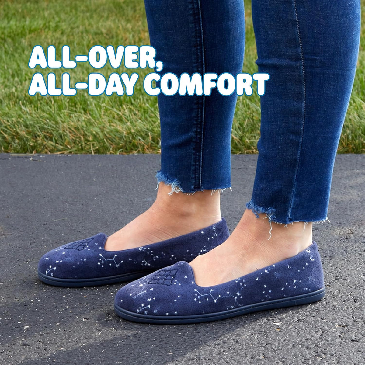 Dearfoams Women's Rebecca Soft Memory Foam Lightweight House Shoes Cozy Loafer with Warm Lining and Wide Widths Slipper