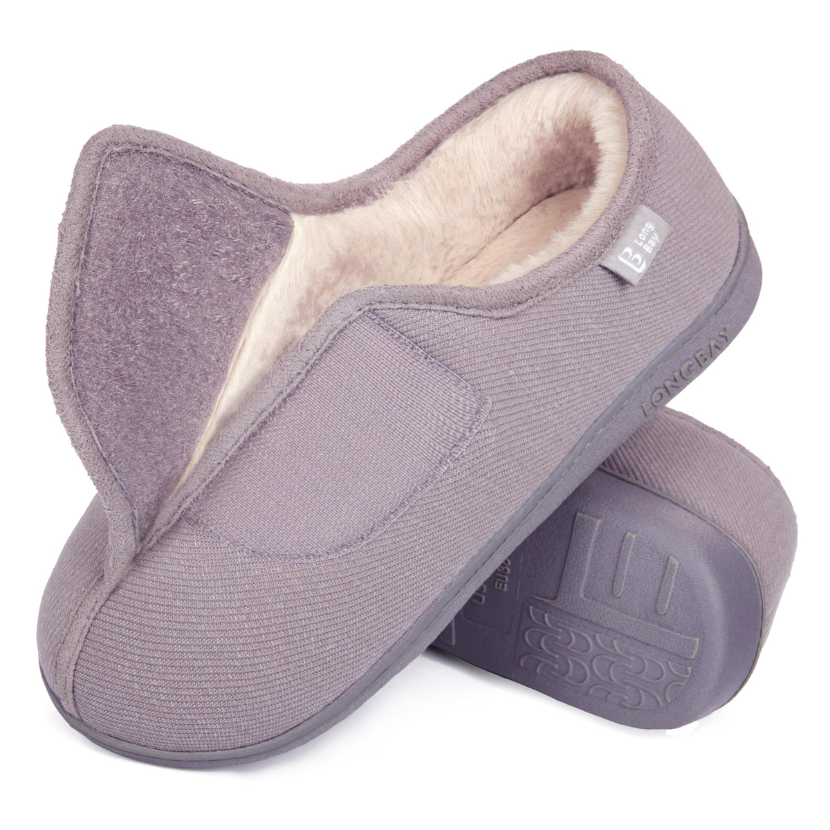 LongBay Womens Adjustable Slippers Memory Foam Cozy Wide Diabetic House Shoes Edema Orthopedic Neuropathy Indoor Outdoor