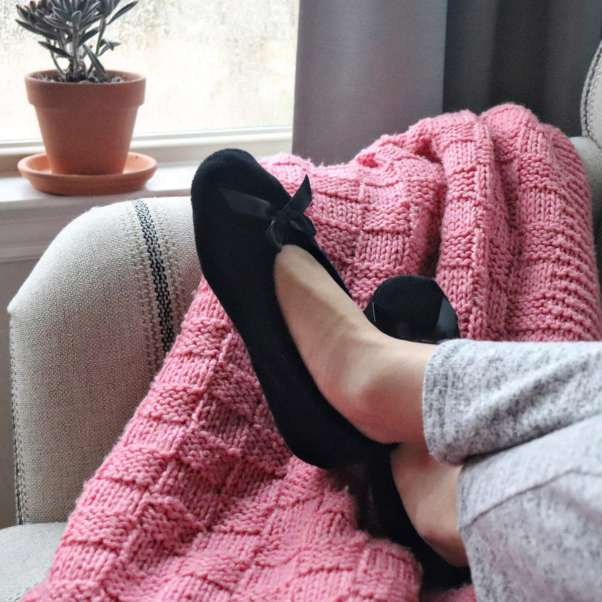 Isotoner Women’s Classic Terry Ballerina Slipper: Soft, Breathable, Terry Lined, Satin Bow, Secure Fit
